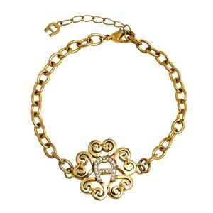 Aigner Gold Tone Crystal Logo Bracelet